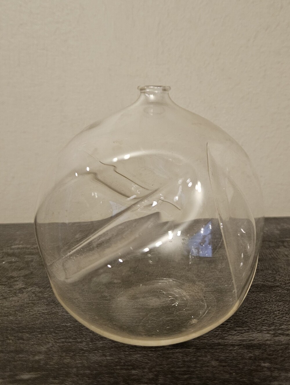 Hand Blown Clear Glass Orb Oil Lamp